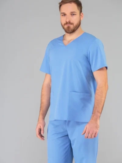 Simon-medicinska-muska-bluza-kratki-rukav-svijetlo-plava