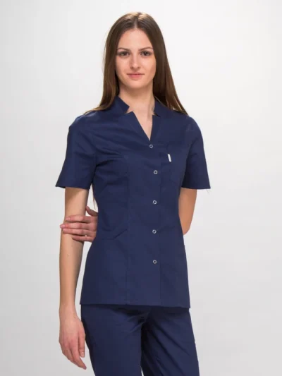 Tamnoplava bluza Iga Flex s kratkim rukavima
